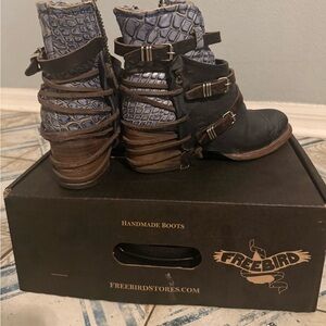 Freebird Leather Boots with Blue Accents